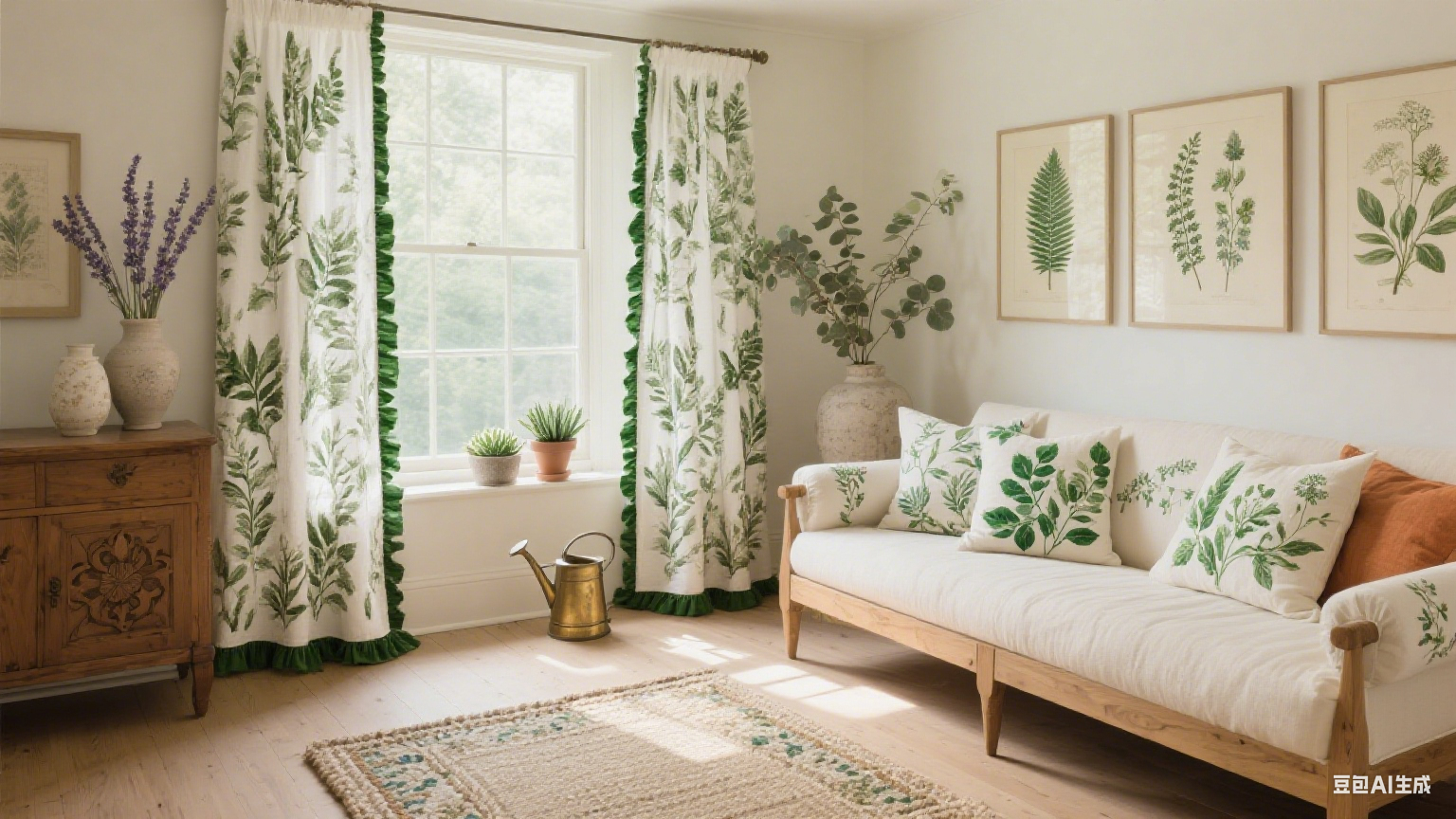 Bright, airy living room with light-colored furniture, greenery, and modern decor – ideal for nature & greenery lover or minimalist interior design inspiration